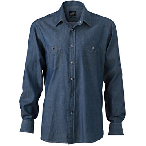 Men’s Denim Shirt , James Nicholson, dark-denim, 100% Baumwolle, gekämmt, 3XL, , Bild 1