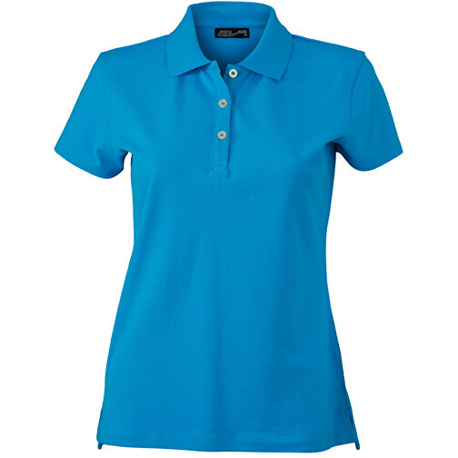 Ladies’ Elastic Piqué Polo , James Nicholson, türkis, 95% Baumwolle, gekämmt, ringgesponnen, 5% Elasthan, XXL, , Bild 1