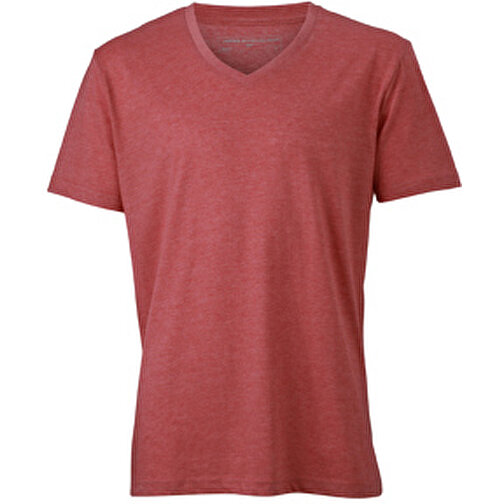 Men’s Heather T-Shirt , James Nicholson, rot-melange, 65% Polyester, 35% Baumwolle, XXL, , Bild 1