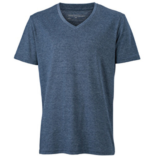 Men’s Heather T-Shirt , James Nicholson, blau-melange, 65% Polyester, 35% Baumwolle, XL, , Bild 1