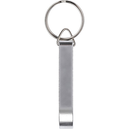 Schlüsselanhänger Mit Öffner , silber, Aluminium, 0,90cm x 1,20cm x 5,50cm (Länge x Höhe x Breite), Bild 1