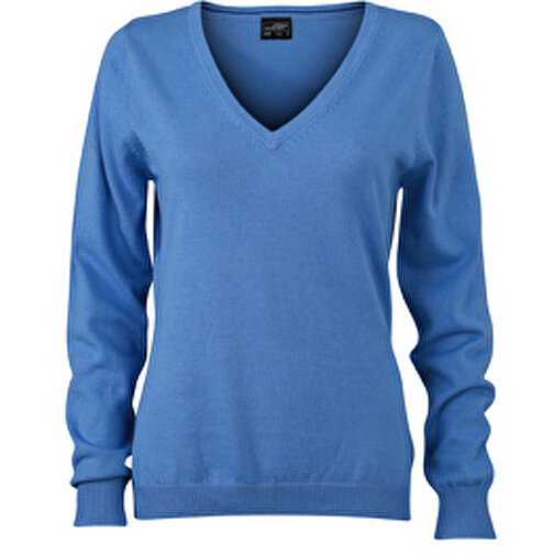 Ladies’ V-Neck Pullover , James Nicholson, glacier-blau, 100% Baumwolle, gekämmt, XL, , Bild 1