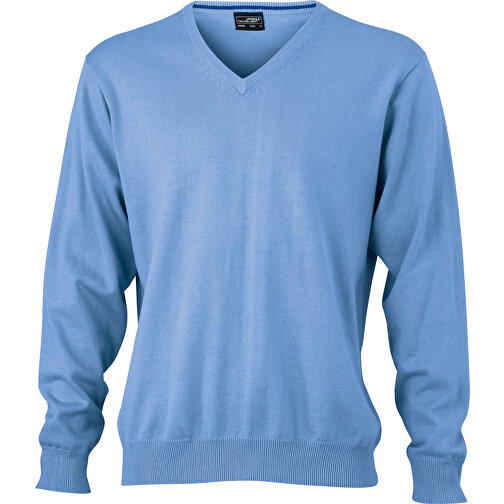 Men’s V-Neck Pullover , James Nicholson, glacier-blau, 100% Baumwolle, gekämmt, XL, , Bild 1