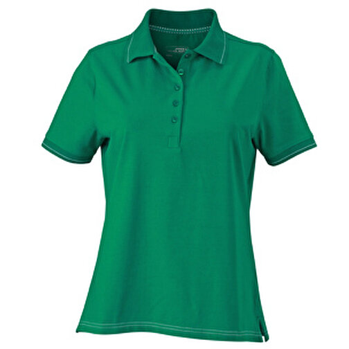 Ladies’ Elastic Polo , James Nicholson, irish-grün/weiß, 95% Baumwolle, 5% Elasthan, L, , Bild 1