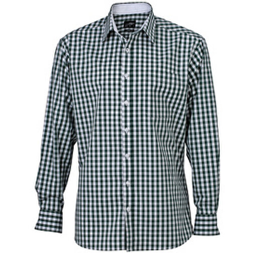 Men’s Checked Shirt , James Nicholson, forest-grün/weiß, 100% Baumwolle, S, , Bild 1