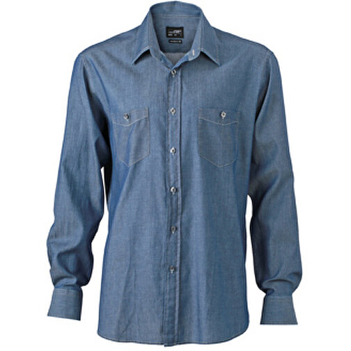 Men’s Denim Shirt , James Nicholson, light-denim, 100% Baumwolle, gekämmt, 3XL, , Bild 1