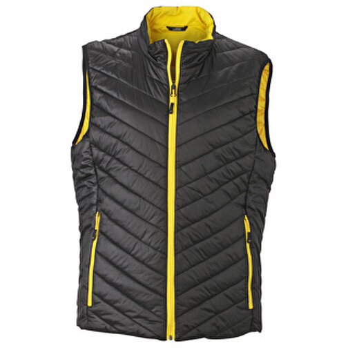 Men’s Lightweight Vest , James Nicholson, schwarz/gelb, 100% Polyester DuPont™ Sorona®, S, , Bild 1