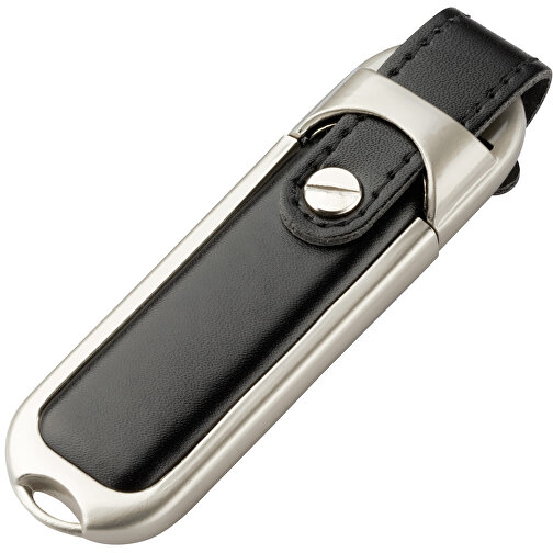 USB-Stick DAKAR 16 GB , Promo Effects MB , schwarz MB , 16 GB , Leder / Metall MB , 3 - 10 MB/s MB , 8,80cm x 1,40cm x 2,80cm (Länge x Höhe x Breite), Bild 2