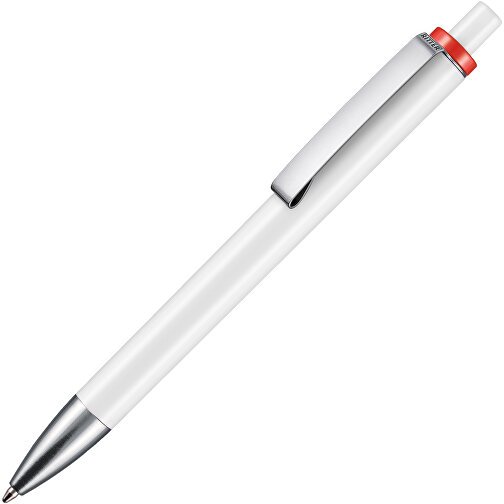 Kugelschreiber EXOS , Ritter-Pen, Korallenrot/weiss, ABS-Kunststoff, 14,00cm (Länge), Bild 2
