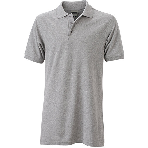 Men’s Workwear Polo , James Nicholson, grau-heather, 50% Baumwolle, gekämmt, 50% Polyester, S, , Bild 1