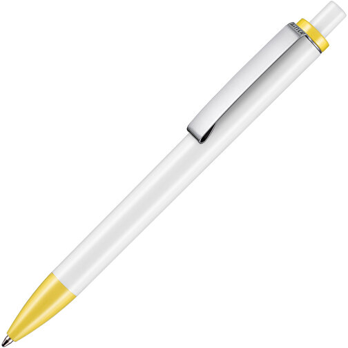 Kugelschreiber Exos P , Ritter-Pen, zitronen-gelb/weiss, ABS-Kunststoff, 14,00cm (Länge), Bild 2