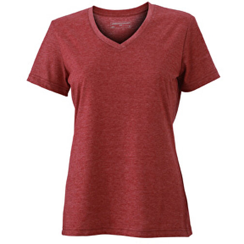 Ladies’ Heather T-Shirt , James Nicholson, wine-melange, 65% Polyester, 35% Baumwolle, XL, , Bild 1