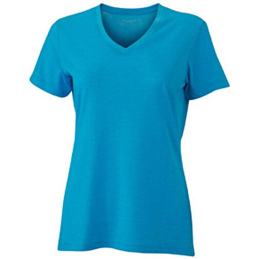 Ladies’ Heather T-Shirt , James Nicholson, türkis-melange, 65% Polyester, 35% Baumwolle, XXL, , Bild 1