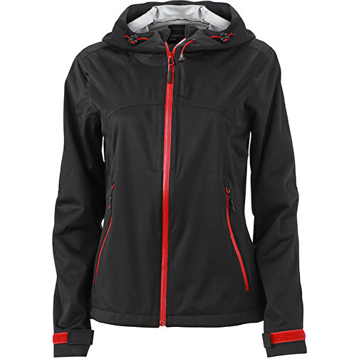 Ladies’ Outdoor Jacket , James Nicholson, schwarz/rot, 100% Polyester, L, , Bild 1