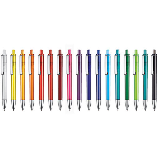 Kugelschreiber EXOS TRANSPARENT , Ritter-Pen, ananas-gelb, ABS-Kunststoff, 14,00cm (Länge), Bild 4