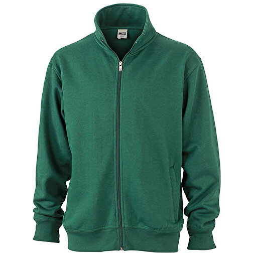 Workwear Sweat Jacket , James Nicholson, dark-grün, 70% Baumwolle, 30% Polyester, S, , Bild 1