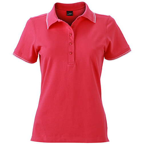 Ladies’ Polo , James Nicholson, pink/weiß, 95% Baumwolle, 5% Elasthan, L, , Bild 1