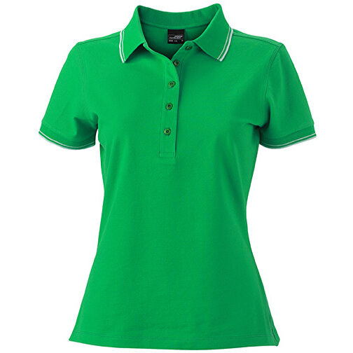Ladies’ Polo , James Nicholson, fern-grün/weiß, 95% Baumwolle, 5% Elasthan, XXL, , Bild 1