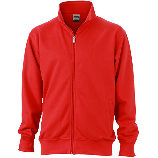 Workwear Sweat Jacket , James Nicholson, rot, 70% Baumwolle, 30% Polyester, XL, , Bild 1