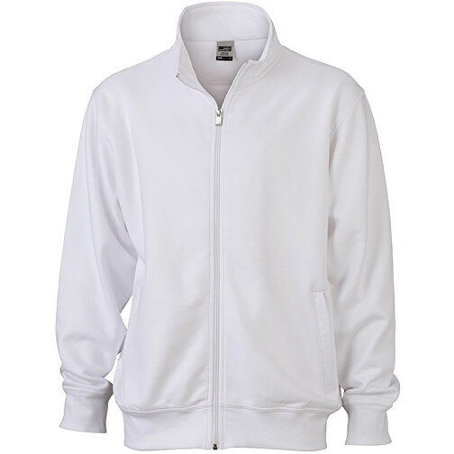 Workwear Sweat Jacket , James Nicholson, weiss, 70% Baumwolle, 30% Polyester, XXL, , Bild 1