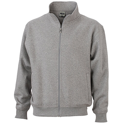 Workwear Sweat Jacket , James Nicholson, grau-heather, 70% Baumwolle, 30% Polyester, L, , Bild 1