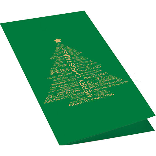 Weihnachtskarte Tannenbaum , grün, Papier, Holz, 10,50cm x 21,00cm (Länge x Breite), Bild 2