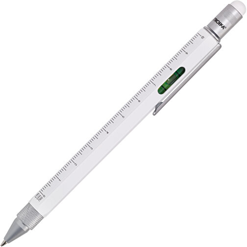 TROIKA Multitasking-Kugelschreiber CONSTRUCTION , Troika, silberfarben, weiß, Messing, 15,00cm x 1,30cm x 1,10cm (Länge x Höhe x Breite), Bild 2