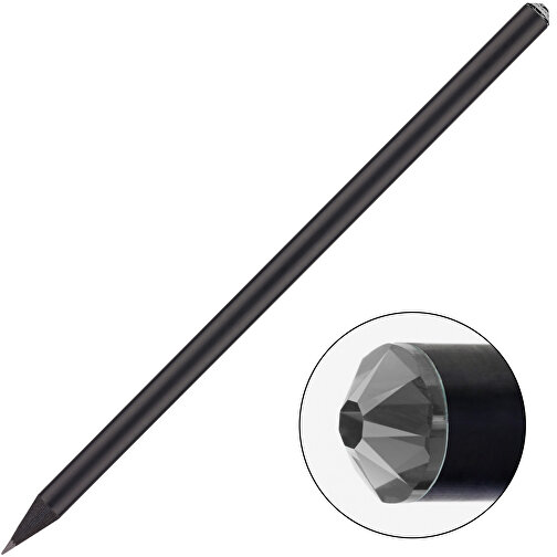 Schwarzer Bleistift Mit Original Preciosa®-Kristall , schwarz, Kristall hellschwarz, Holz, 17,70cm x 0,70cm x 0,70cm (Länge x Höhe x Breite), Bild 1