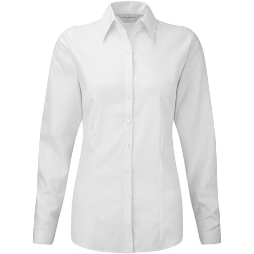 Herringbone Shirt Für Damen Langarm , Russell, weiß, 84 % Baumwolle, 16 % Polyester, 3XL, , Bild 1