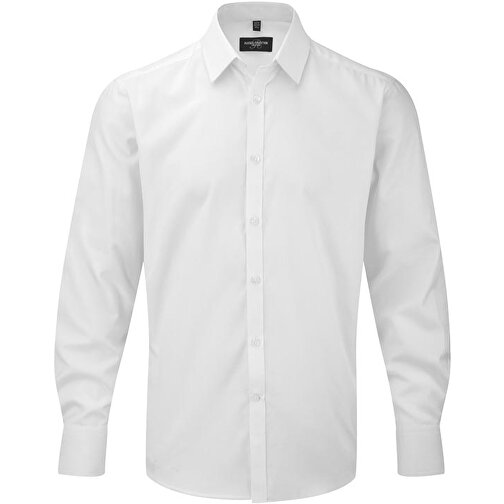 Herringbone Shirt Für Herren Langarm , Russell, weiss, 84 % Baumwolle, 16 % Polyester, L, , Bild 1