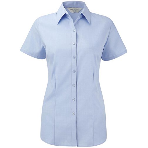 Herringbone Shirt Für Damen Kurzarm , Russell, hellblau, 2XL, , Bild 1