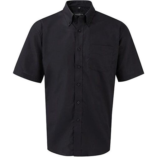 Kurzärmliges Oxford-Hemd , Russell, schwarz, 70 % Baumwolle / 30 % Polyester, L, , Bild 1
