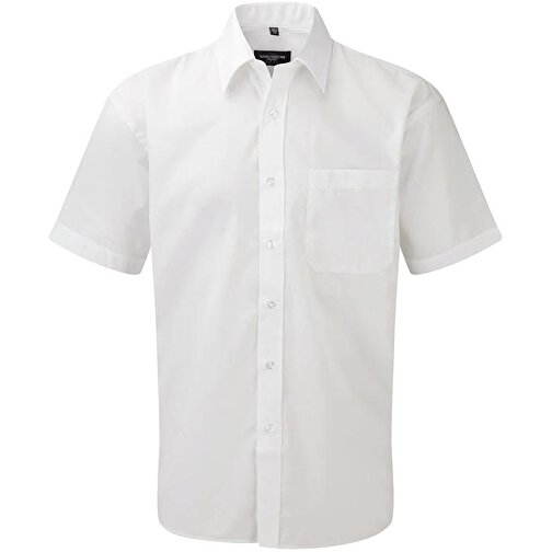 Kurzärmeliges Popeline-Hemd , Russell, weiss, 65 % Polyester / 35 % Baumwolle, M, , Bild 1