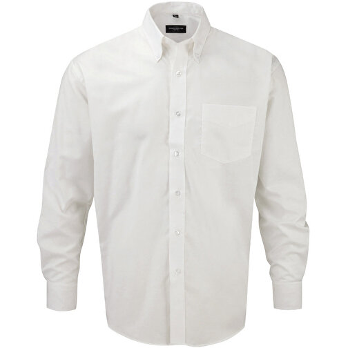 Langärmliges Oxford-Hemd , Russell, weiß, 70 % Baumwolle / 30 % Polyester, S, , Bild 1