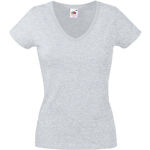New Lady-Fit Valueweight V-Neck T , Fruit of the Loom, grau meliert, 97 % Baumwolle / 3 % Polyester, S, , Bild 1