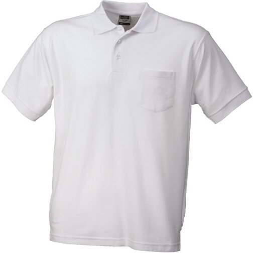 Polo Piqué Pocket , James Nicholson, weiß, 60 % Baumwolle / 40 % Polyester, XL, , Bild 1