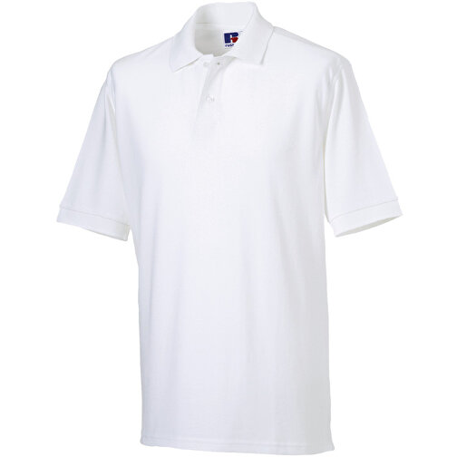 Poloshirt Aus 100% Baumwollpique , Russell, weiss, 93% Baumwolle, 7% Polyester, 2XL, , Bild 1
