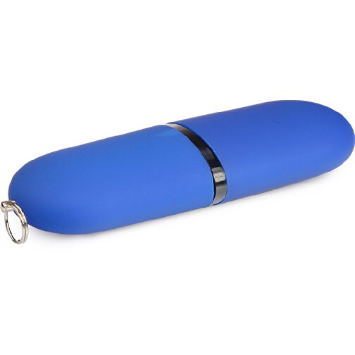 USB-Stick ROUND 1GB , Promo Effects MB , blau gummiert MB , 1 GB , Kunststoff MB , 3 - 10 MB/s MB , 6,20cm x 1,25cm x 2,40cm (Länge x Höhe x Breite), Bild 1