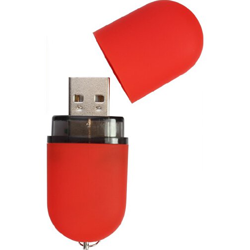 USB-Stick ROUND 4GB , Promo Effects MB , rot gummiert MB , 4 GB , Kunststoff MB , 3 - 10 MB/s MB , 6,20cm x 1,25cm x 2,40cm (Länge x Höhe x Breite), Bild 2