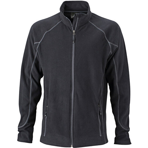 Men´s Structure Fleece Jacket , James Nicholson, schwarz / carbon, 100 % Polyester, 2XL, , Bild 1