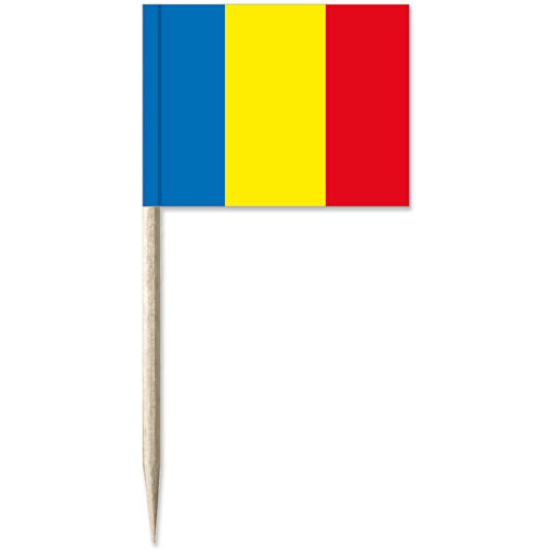 Minifahne 'Rumänien' , Offsetpapier 90g/qm, 8,00cm (Höhe), Bild 1