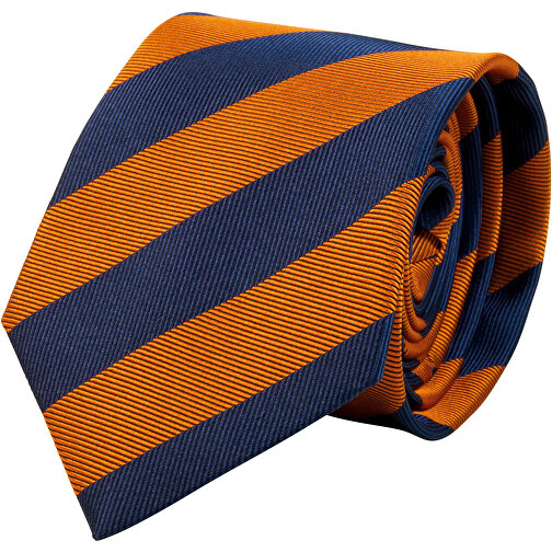 Krawatte, Reine Seide, Jacquardgewebt , orange / blau, reine Seide, 148,00cm x 7,50cm (Länge x Breite), Bild 1