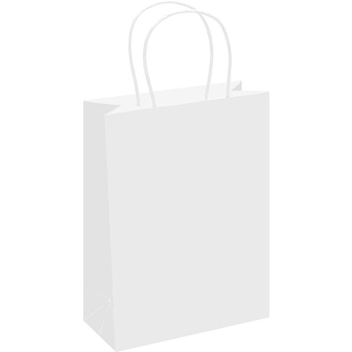 Kleine Papiertasche Im Eco Look 120g/m² , weiß, Papier, 18,00cm x 24,00cm x 8,00cm (Länge x Höhe x Breite), Bild 1