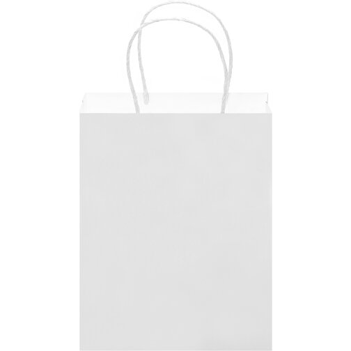 Kleine Papiertasche Im Eco Look 120g/m² , weiß, Papier, 18,00cm x 24,00cm x 8,00cm (Länge x Höhe x Breite), Bild 4