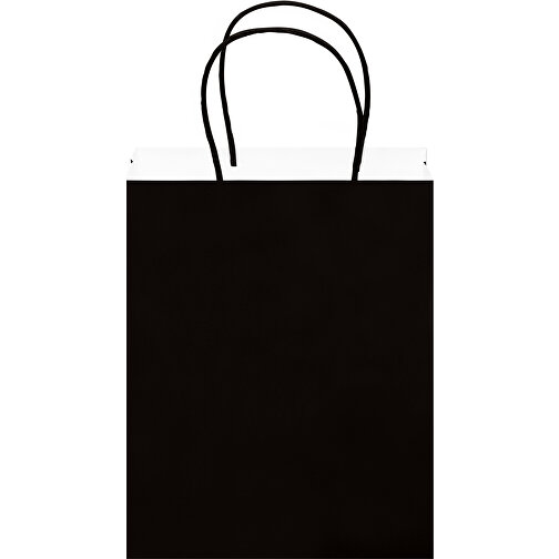 Mittlere Papiertasche Im Eco Look 120g/m² , schwarz, Papier, 24,00cm x 30,00cm x 10,00cm (Länge x Höhe x Breite), Bild 4