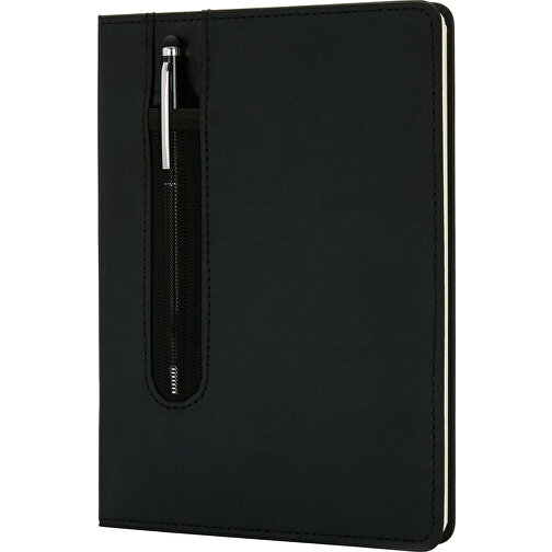 Basic Hardcover PU A5 Notizbuch Mit Stylus-Stift , schwarz, Papier, Edelstahl, 1,60cm x 145,00cm x 20,30cm (Länge x Höhe x Breite), Bild 1