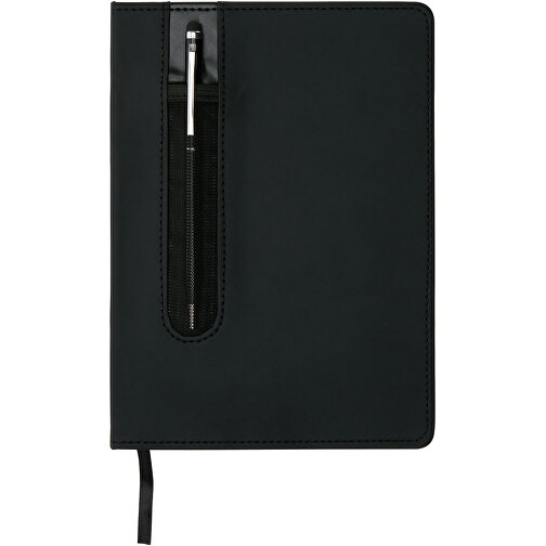 Basic Hardcover PU A5 Notizbuch Mit Stylus-Stift , schwarz, Papier, Edelstahl, 1,60cm x 145,00cm x 20,30cm (Länge x Höhe x Breite), Bild 4
