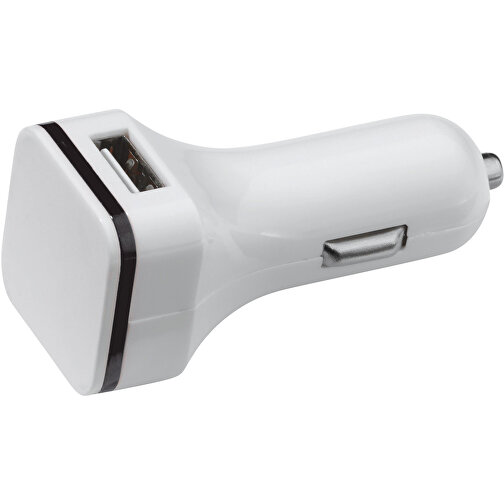 USB KFZ-Ladegerät 2,1A , weiß / schwarz, ABS, 6,90cm x 3,00cm x 3,00cm (Länge x Höhe x Breite), Bild 1