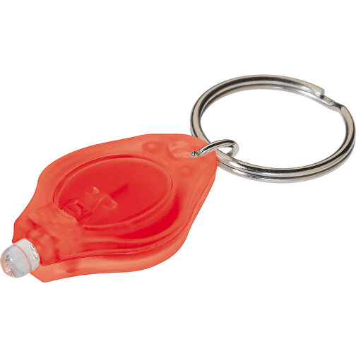 Schlüsselanhänger Mit Mini-Taschenlampe , gefrostet rot, PS, 4,30cm x 0,80cm x 2,30cm (Länge x Höhe x Breite), Bild 1