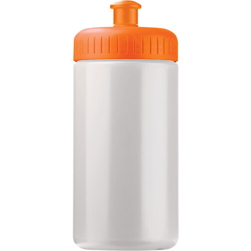 Sportflasche Classic 500ml , weiss / orange, LDPE & PP, 17,80cm (Höhe), Bild 1